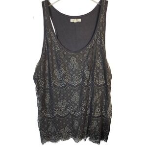 Maurices Gray Lace Tank Top Womens L Lacy Cottagecore Boho Whimsigoth